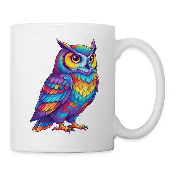 Aquarelle Pop Art Arc-en-ciel Chouette Colorée - Mug blanc - blanc - Droite