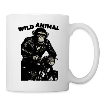 Schimpanse-Biker-Rebell auf Mitternachtsrad - Tasse - Weiß - Rechts