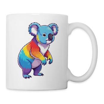 Buntes Koala-Regenbogen-Pop-Art-Aquarell - Tasse - Weiß - Rechts