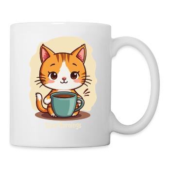 Slow morning cat with coffee - Mug - white - Right