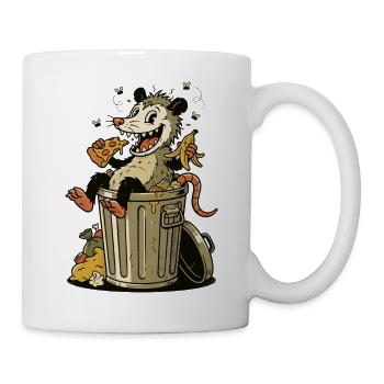 Vintage Opossum Pizza Party - Garbage Can Cartoon - Mug - white - Right