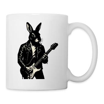 Rabbit in Leather joue de la guitare - Mug blanc - blanc - Droite