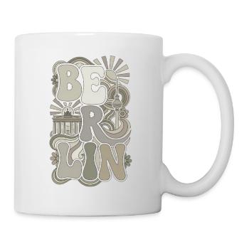 BERLIN Groovy Retro 70er Monochrom Vintage  - Tasse - Weiß - Rechts