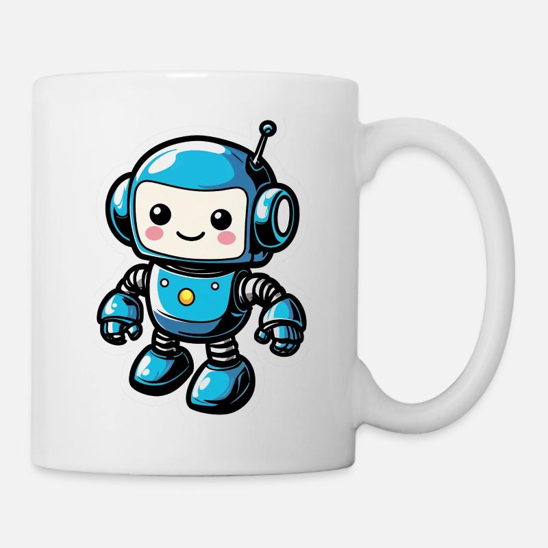 Blue Robot Friend Sticker - Mug - white