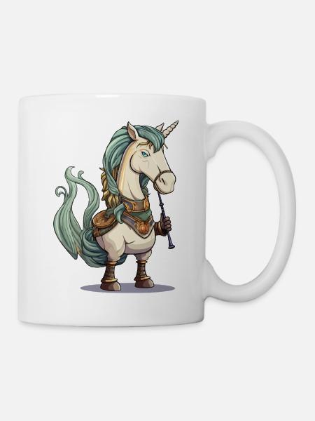 Einhorn Dudelsack Motiv - Tasse - Weiß