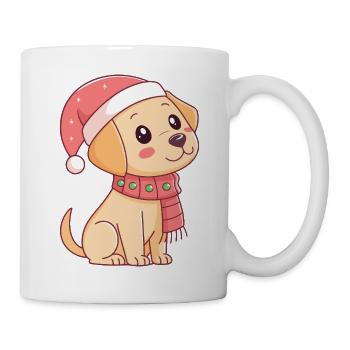 Festlicher Welpe mit Weihnachtshut - Tasse - Weiß - Rechts