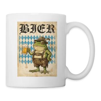 Bier Frosch In Lederhose Spaß - Tasse - Weiß - Rechts
