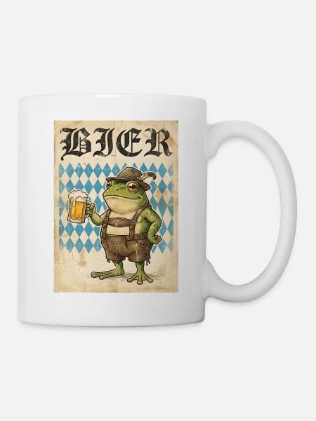 Bier Frosch In Lederhose Spaß - Tasse - Weiß