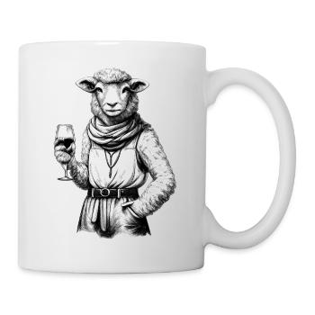 Sheep with wine glass in elegant look - Mug - white - Right