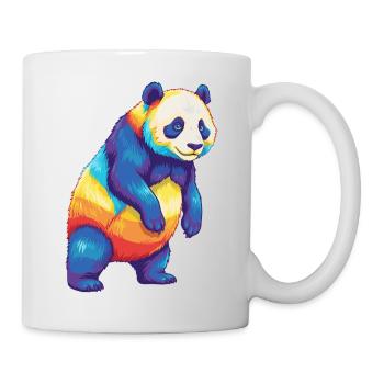 Buntes Panda-Regenbogen-Pop-Art-Aquarell - Tasse - Weiß - Rechts