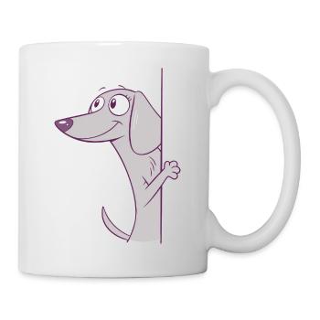 Chiot teckel drôle qui regarde, amoureux des chiots - Mug blanc - blanc - Droite