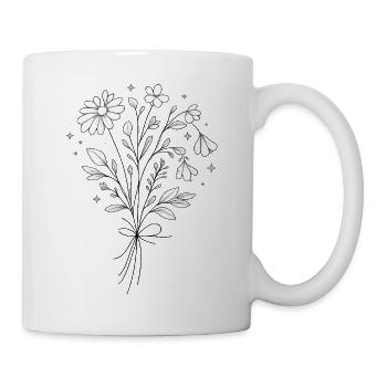 Black and White Flower Arrangement with Stars - Mug - white - Right