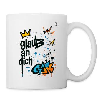 Graffiti Glaub An Dich Design - Tasse - Weiß - Rechts