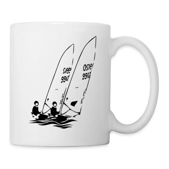 ILCA Laser Sailing dinghies sailboats in the regatta - Mug - white - Right