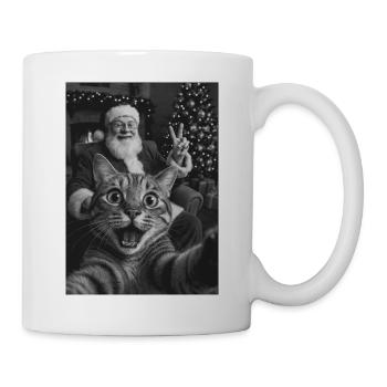 Funny Cat Selfie With Santa Claus Christmas - Mug - white - Right