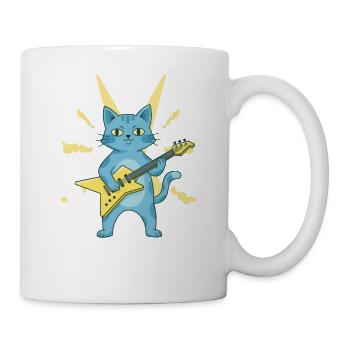 Blauer Katzen Gitarrist - Tasse - Weiß - Rechts
