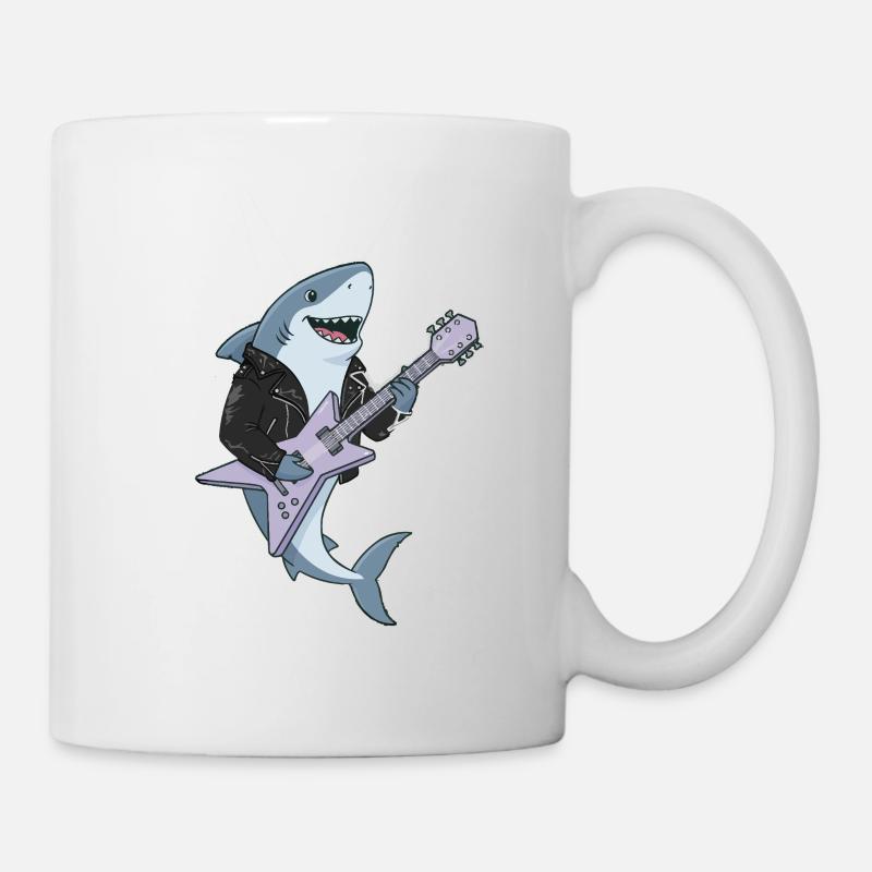 Shark Rocker with Electric Guitar - Mug - white