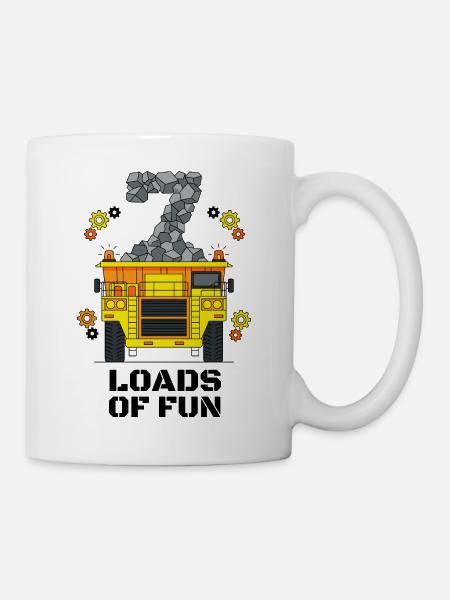 Camion-benne pour le 7e anniversaire plein de plaisir - Mug blanc - blanc