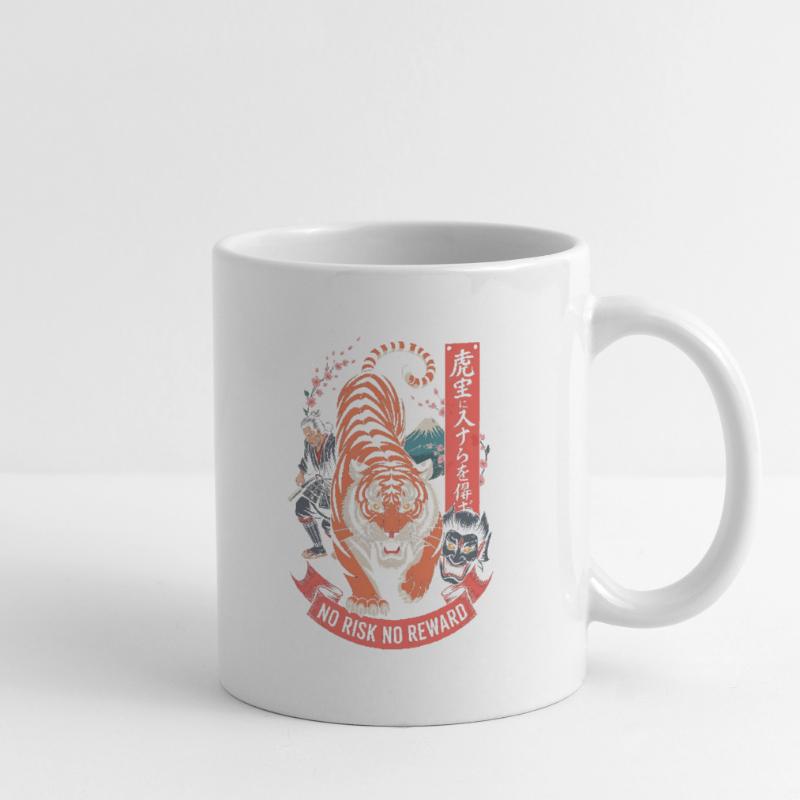 Design du Tiger Samurai Sans Risque Sans Récompense Mug blanc