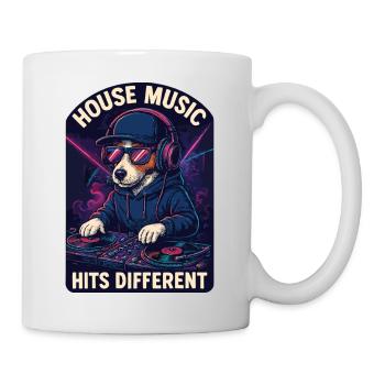 Jack Russell Terrier DJ Platines Cadeau de la maison - Mug blanc - blanc - Droite