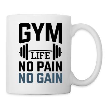 Fitnessmotivation – Fitnessstudio-Leben ohne Schmerz, kein Gewinn - Tasse - Weiß - Rechts