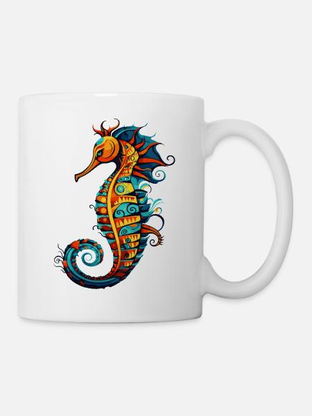 Hippocampe de bande dessinée Seahorse - Mug blanc - blanc