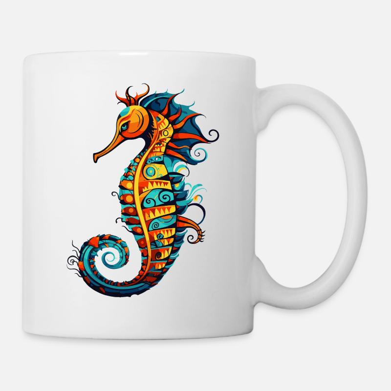 Hippocampe de bande dessinée Seahorse - Mug blanc - blanc