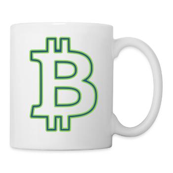 Bitcoin Logo Outline Neon Minimalistisch - Tasse - Weiß - Rechts