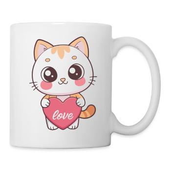 Chat kawaii cœur Love - Mug blanc - blanc - Droite