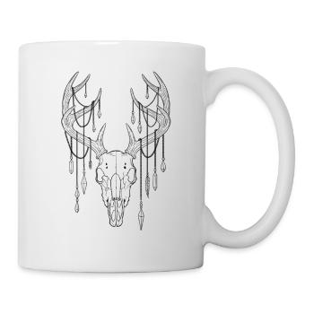 Hirschgeweih mit Kristallen - Tasse - Weiß - Rechts
