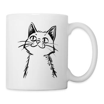 Curious Cat - Hand drawn sketch - Mug - white - Right