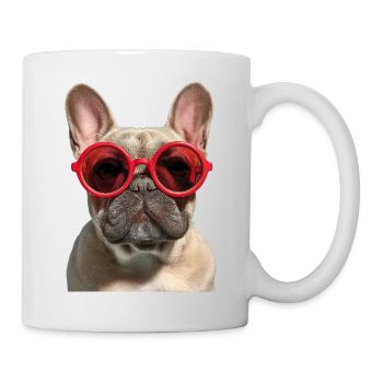 Französische Bulldogge French Bulldog Frenchie - Tasse - Weiß - Rechts
