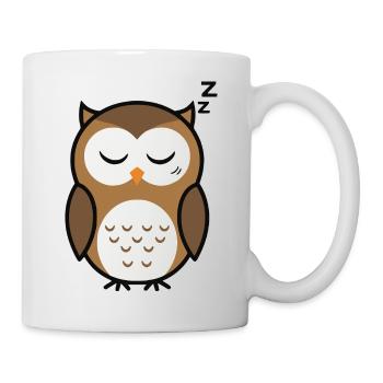 Süße schlafende Eule minimalistischen Stil - Tasse - Weiß - Rechts