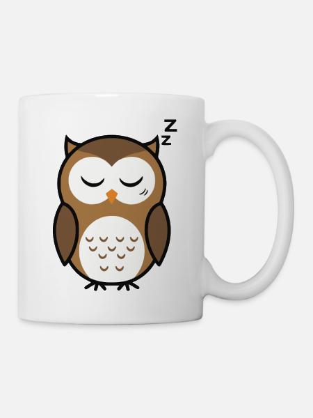 Style minimaliste de chouette endormie mignonne - Mug blanc - blanc
