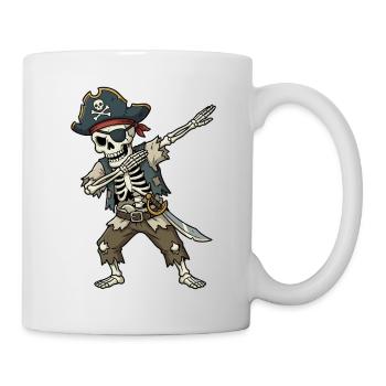 Dabbing Pirate – Funny Skeleton Cartoon - Mug - white - Right