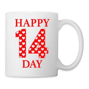 Happy 14 Day – Valentine Hearts Number Love Design - Tasse - Weiß - Rechts