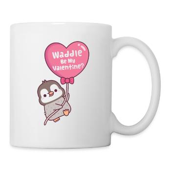 Cute Penguin Heart Balloon Waddle Be My Valentine - Mug - white - Right