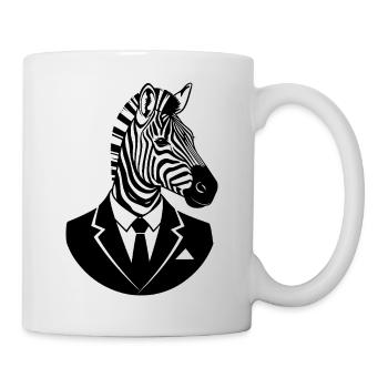 Zebra in a Suit – Elegant Animal Business Design - Mug - white - Right