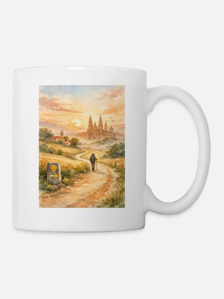 Painting of Pilgrim to Santiago de Compostela - Mug - white