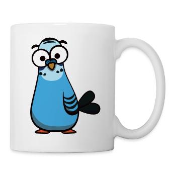 Blauer Cartoon Wellensittich Illustration - Tasse - Weiß - Rechts