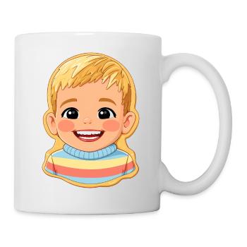 Biscuit motif cheerful child with colorful sweater - Mug - white - Right