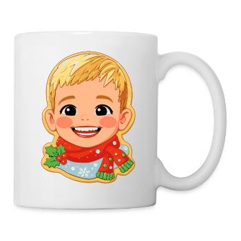 Biscuit motif cheerful winter child with scarf - Mug - white - Right