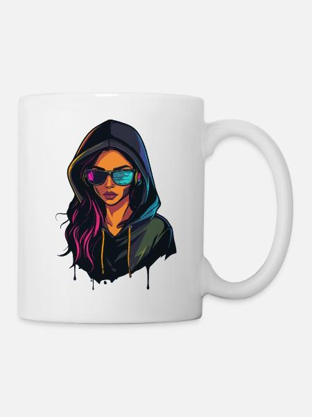 Hackerin Programmiererin Entwickler Frau Porträt - Tasse - Weiß