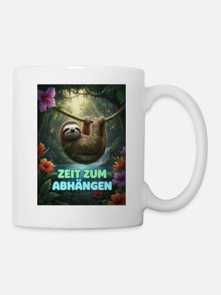 Zeit Zum Abhängen Faultier Neon - Tasse - Weiß