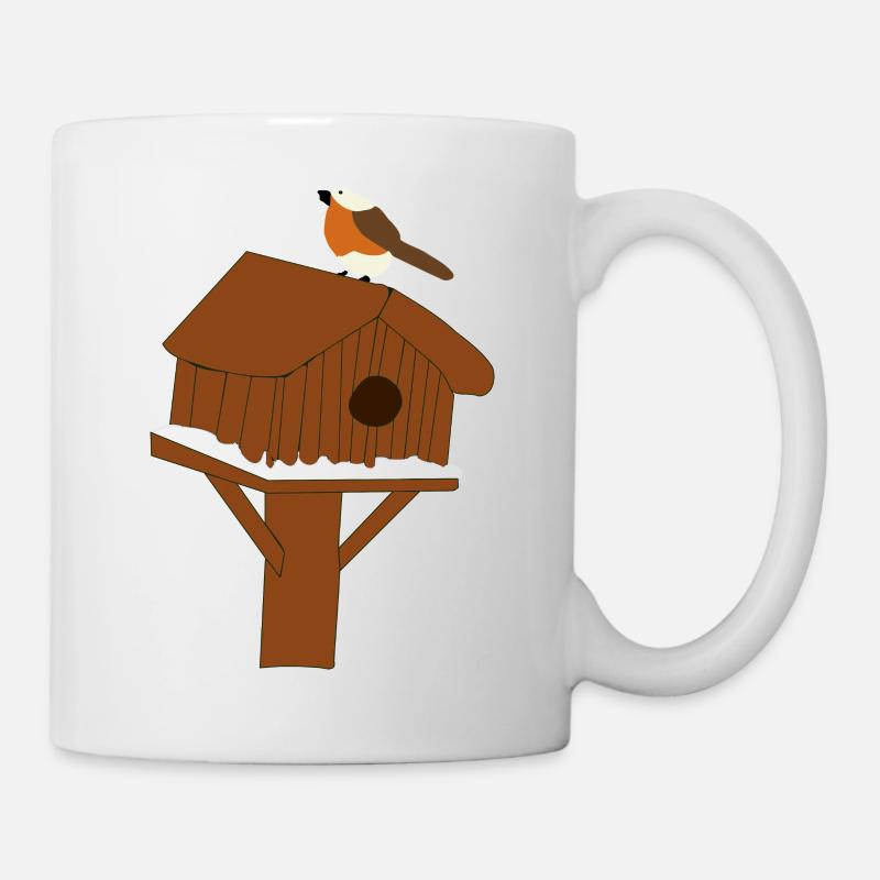 Birdhouse on the snowy floor - Mug - white
