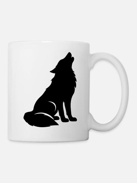 Wolf Silhouette - Tasse - Weiß