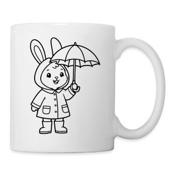 Petit Imperméable Vecteur Parapluie - Mug blanc - blanc - Droite