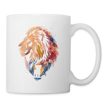 Aquarell-Löwen- und Jungtier-Familienkunst - Tasse - Weiß - Rechts
