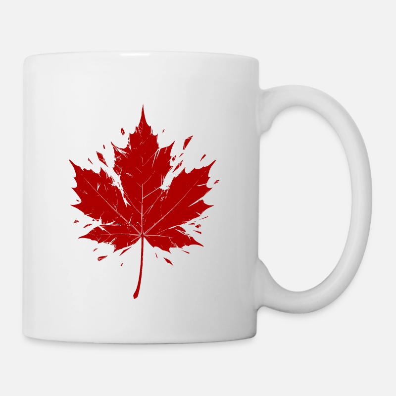Rotes Ahornblatt fragmentiert - Tasse - Weiß