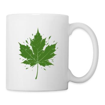 Green Maple Leaf with Splashes - Mug - white - Right